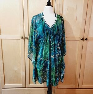 J.Lo Jennifer Lopez Botanical Glow Mini Dress Caftan for Khol's, Size X-Small